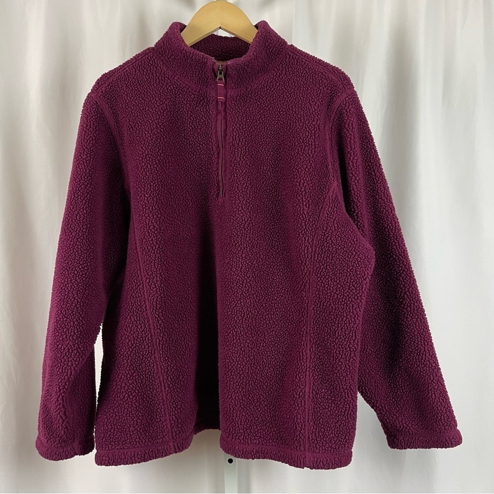 Land’s End XL Plum Fleece Sherpa Half Zip Pullover Outdoor Hiking Jewel Tone